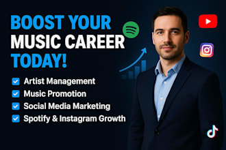 be your artist manager for music promotion, branding, and social media marketing