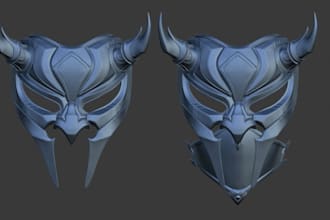 sculpt helmet 3d mask, weapon and detailed helmet for 3d printing, cosplay armor