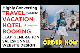 design travel agency tour booking vacation website sales funnel