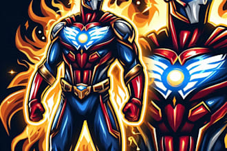 draw awesome superhero mascot character and logo