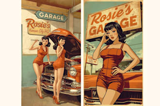 draw comic poster vintage art retro comic illustration style for advert
