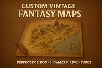 draw detailed vintage fantasy book maps for novels and games