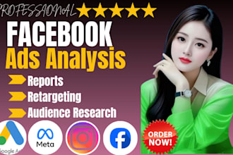 analyze facebook ads, create retargeting strategy and audience research