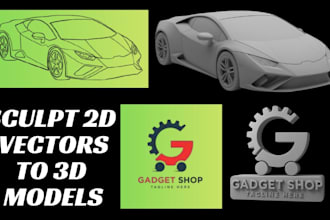 convert 2d logo, to 3d stl, obj, vectorize images, sculpt png, for 3d printing