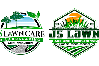 create a lawn care services and landscaping logo