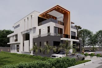 redesign detached duplex, render units apartments, exterior renovation, garrage