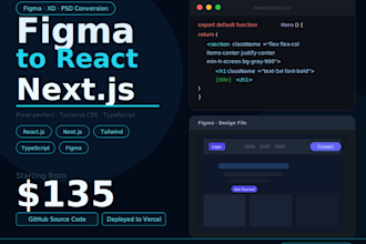 convert figma or xd design to react nextjs website with tailwind CSS