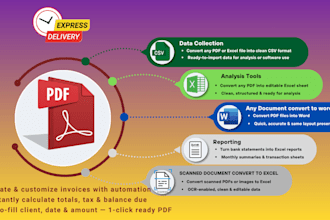 extract data from PDF, images and forms into excel
