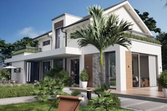 renovate 3d villa interior, exterior design, luxury home, minimalist decor, cgi