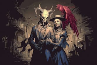 create anything dark art, horror, for merch and cover art