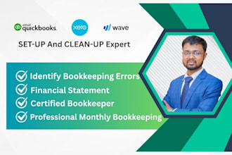 set up and clean up bookkeeping in quickbooks online, xero and wave