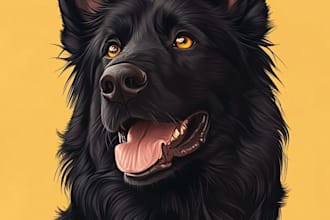 draw disney pet portrait illustration