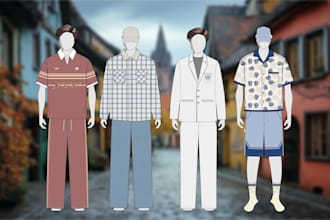 design professional menswear fashion with tech pack and flat sketch