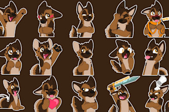 draw discord stickers, animated furry stickers, furry gif emote and crypto pack