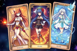 draw anime art illustration fantasy tarot card design fanart tarot design