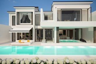 redesign detached villa, casita,cabana, render pool house, vacation home,cottage