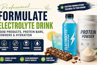 formulate electrolyte drink, food products, protein bars, powders and hydration