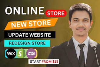 create online store in shopify, wix, or woocommerce