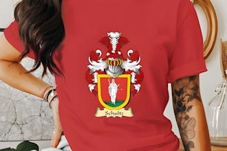 make a family crest heraldic or coat of arms t shirt design