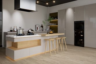 design a functional kitchen or cabinetry layout with construction drawings