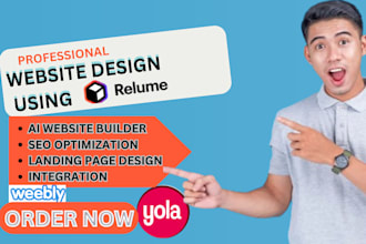 design, redesign relume website, landing page design with yola, weebly and figma