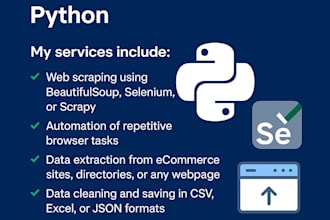 do web scraping, selenium, beautiful soup and automation with python