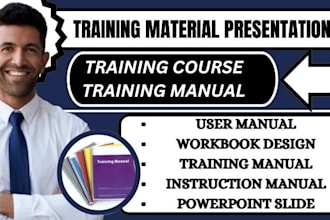 created courses, manual or training presentation with unlimited revisions
