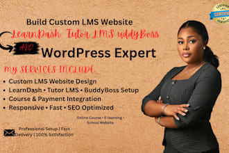 custom lms educational website with learndash, tutor lms, buddyboss