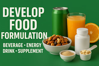 develop food formulation, beverage, energy drink, supplement