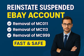 reinstate suspended ebay account and remove mc011, mc113 and mc999 suspension