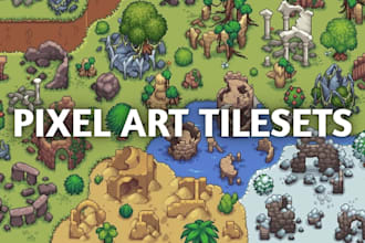 create topdown pixel art tileset, retro game art tile map, indie game props, rpg