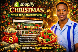 design christmas shopify store, halloween store pod website for christmas