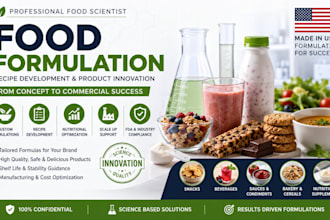 develop custom food formulation and recipe for commercial production