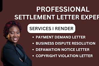draft cease and desist, settlement, or infringement notice letters professionlly
