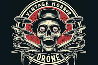 make amazing vintage skull drone logo