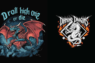 design dragon vector logo with illustration for t shirt print