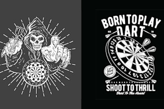 make retro skull dart game grim reaper logo