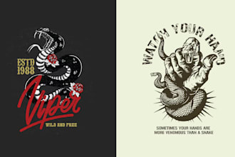 create retro vintage t shirt snake logo