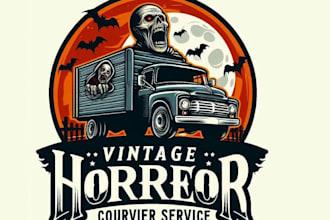 design vintage horror truck courier service logo