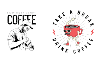 make retro hand drawn coffee cup drink logo