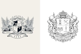 create vintage heraldic crest coat of arms logo
