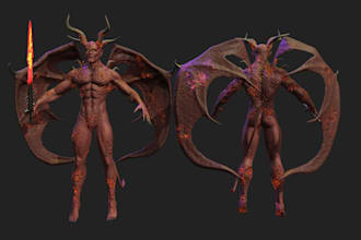 design 3d creature,monster or realistic character,animal model for game,3d print
