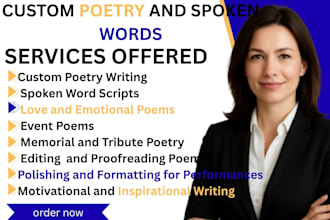 write, edit, and perform personalized poetry or spoken word for any occasion