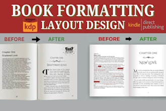do book formatting, layout design, KDP ebook formatting and cover design