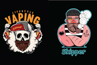 design unique skull hookah vape shop logo