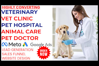 generate veterinary vet clinic pet hospital animal care lead pet doctor website