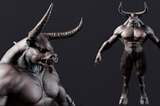 sculpt 3d realistic character,humanoid creature or animal model,monster 3d print