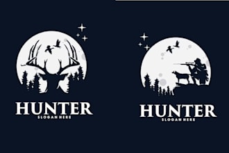 make retro deer hunting vector logo t shirt design