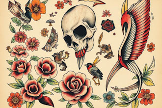 amazing traditional or old school tattoo style design