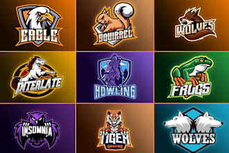 do animal mascot, eagle, wolf, bear, tiger, fox or lion logo